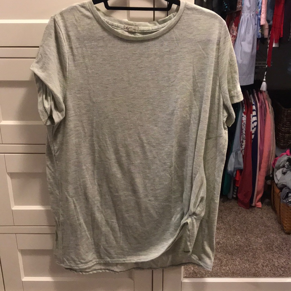 Green tee with tie in front